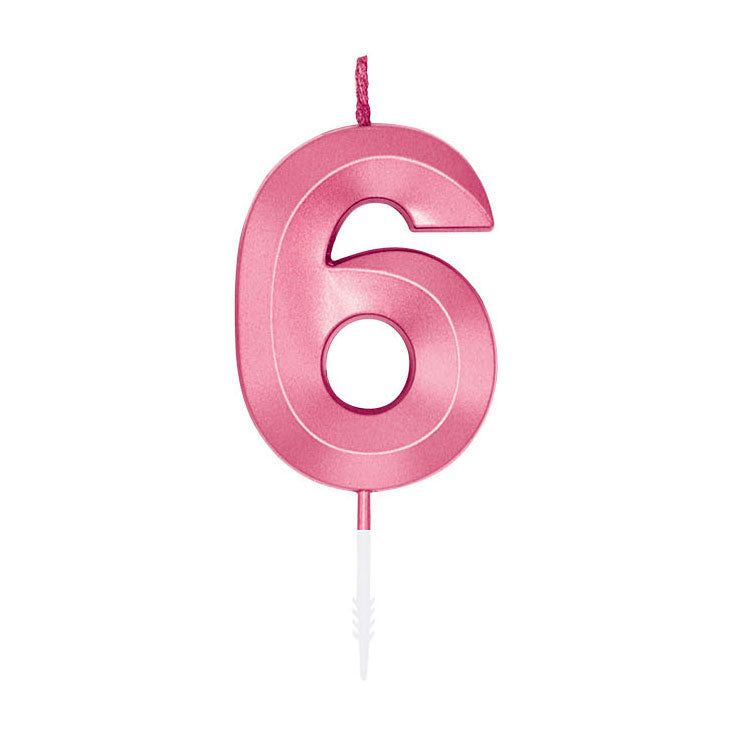 Globos cake candle 6cm metallic light pink no. 6