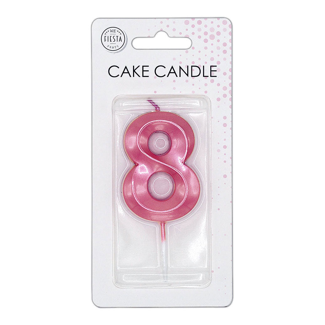 Globos cake candle 6cm metallic light pink no. 8