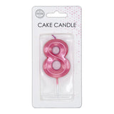 Globos cake candle 6cm metallic light pink no. 8
