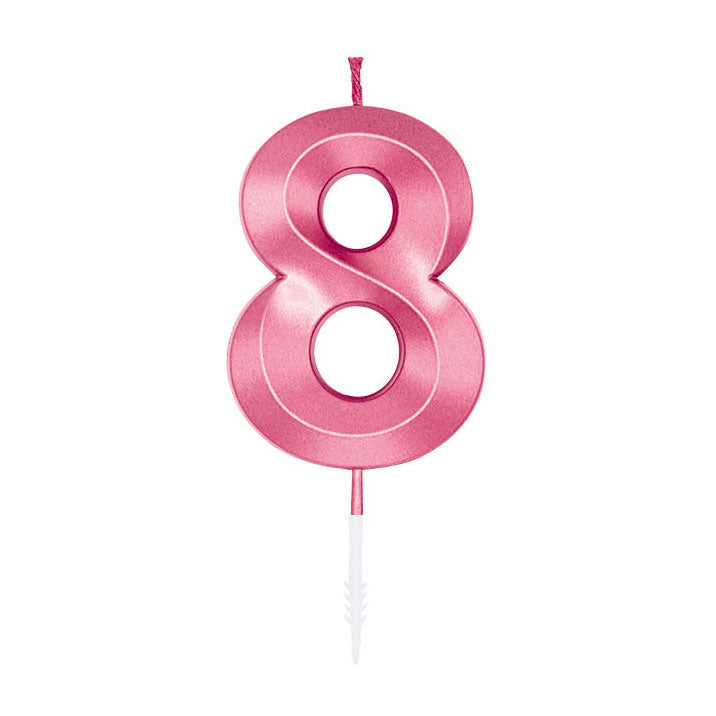 Globos cake candle 6cm metallic light pink no. 8