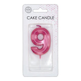 Globos taartkaars 6cm metallic licht roze no. 9