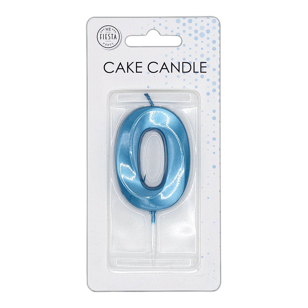 Globos cake candle 6cm metallic light blue no. 0