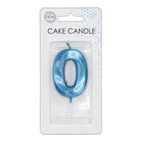 Globos cake candle 6cm metallic light blue no. 0