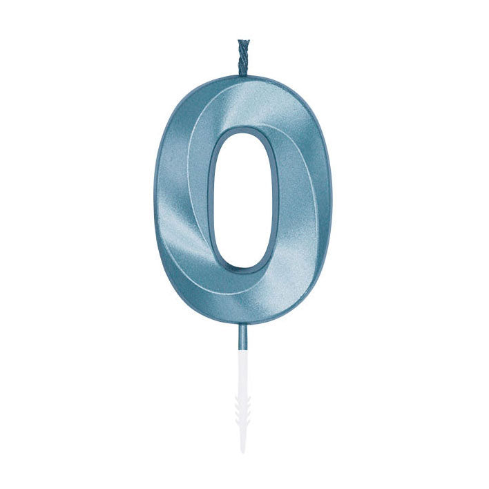 Globos cake candle 6cm metallic light blue no. 0