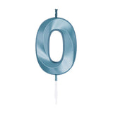 Globos cake candle 6cm metallic light blue no. 0
