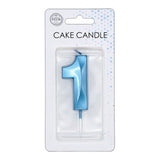 Globos cake candle 6cm metallic light blue no. 1