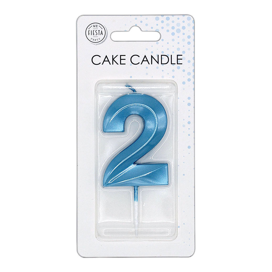 Globos cake candle 6cm metallic light blue no. 2