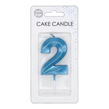 Globos cake candle 6cm metallic light blue no. 2