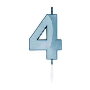 Globos cake candle 6cm metallic light blue no. 4