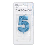 Globos cake candle 6cm metallic light blue no. 5