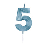 Globos cake candle 6cm metallic light blue no. 5