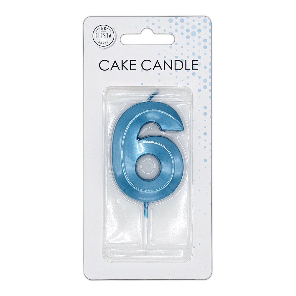 Globos cake candle 6cm metallic light blue no. 6