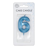 Globos cake candle 6cm metallic light blue no. 6