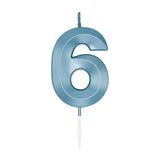 Globos cake candle 6cm metallic light blue no. 6