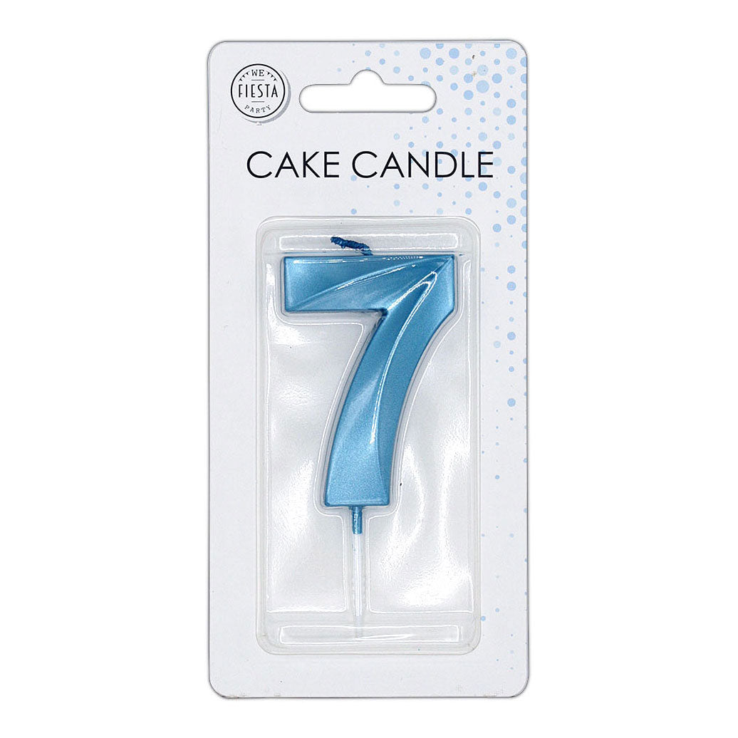 Globos cake candle 6cm metallic light blue no. 7