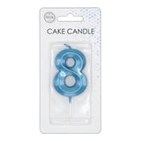 Globos cake candle 6cm metallic light blue no. 8