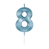 Globos cake candle 6cm metallic light blue no. 8