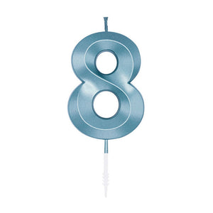 Globos cake candle 6cm metallic light blue no. 8
