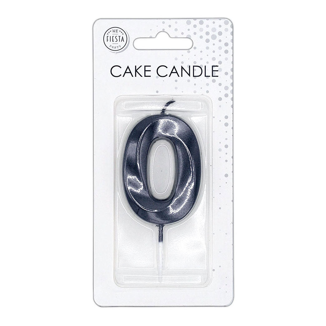 Globos cake candle 6cm metallic black no. 0