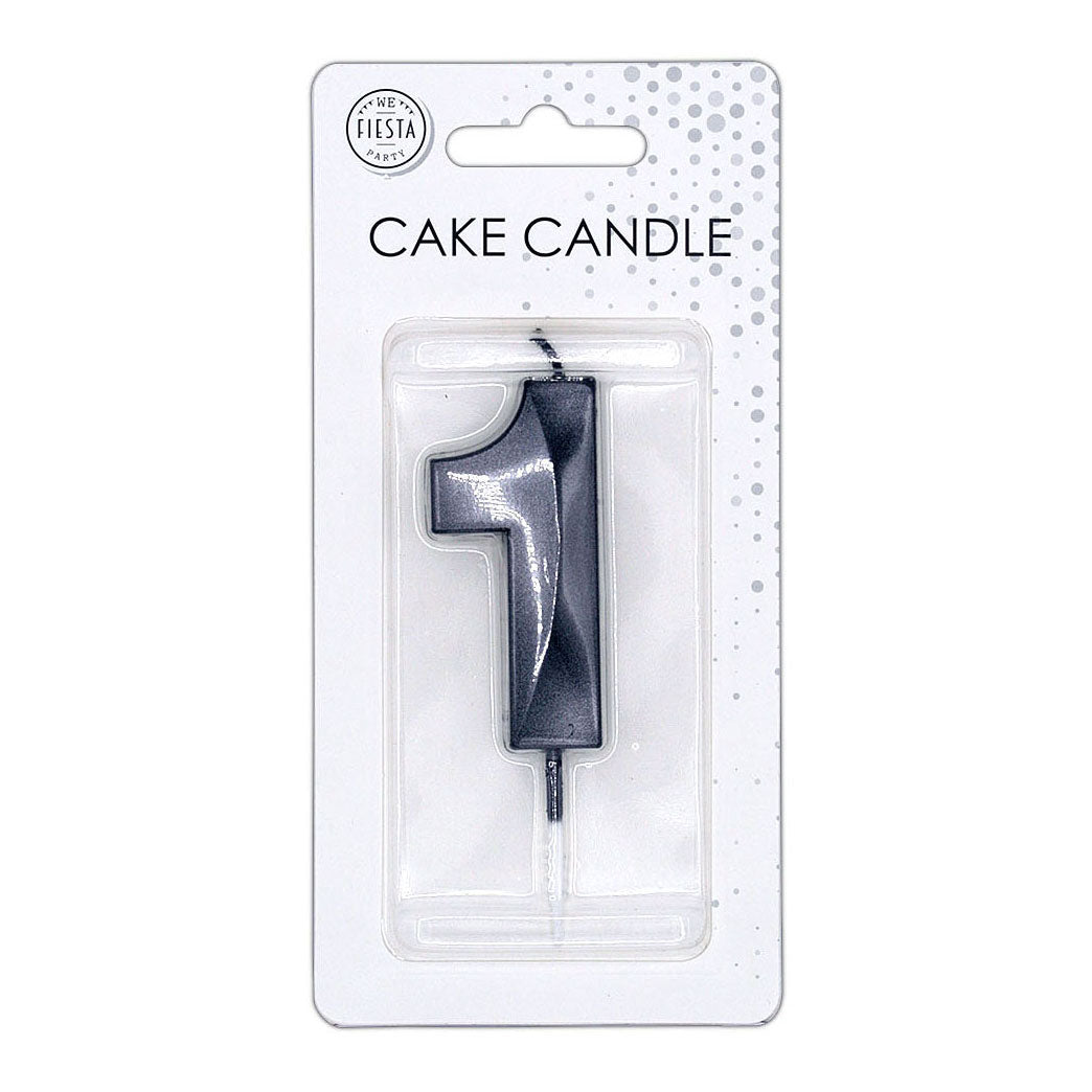 Globos cake candle 6cm metallic black no. 1