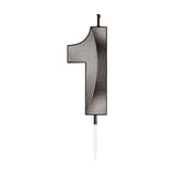 Globos cake candle 6cm metallic black no. 1
