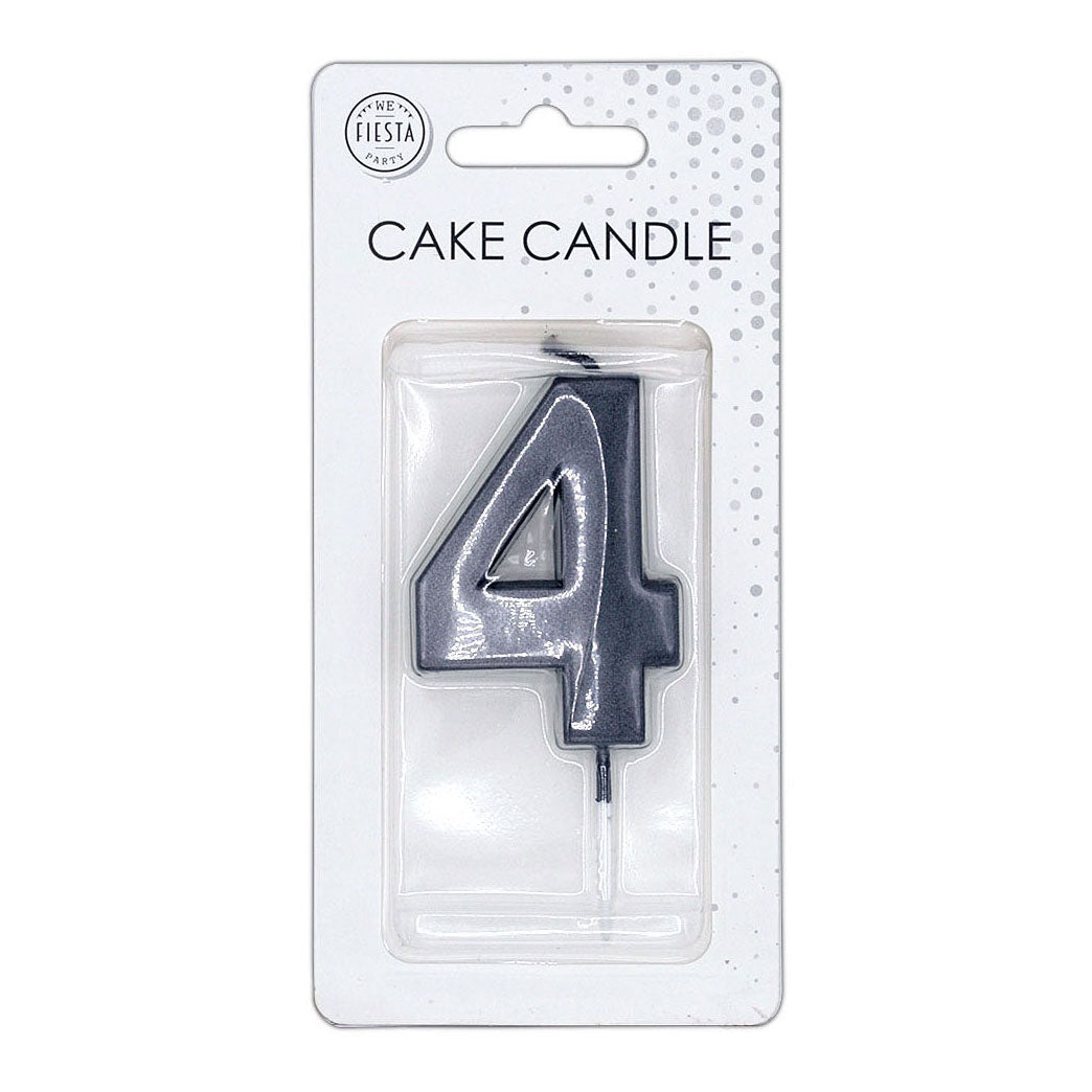 Globos cake candle 6cm metallic black no. 4