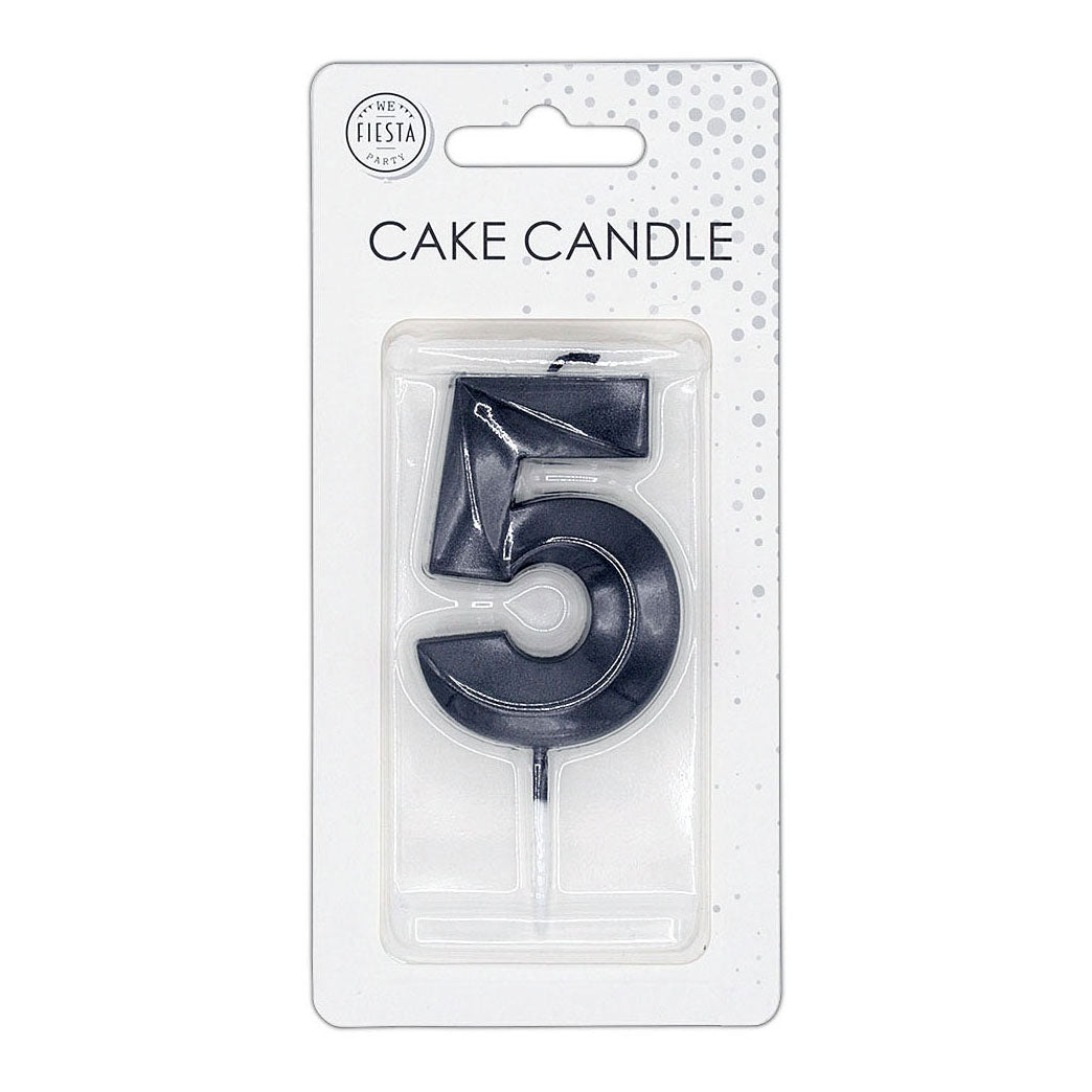 Globos cake candle 6cm metallic black no. 5