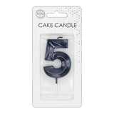 Globos cake candle 6cm metallic black no. 5