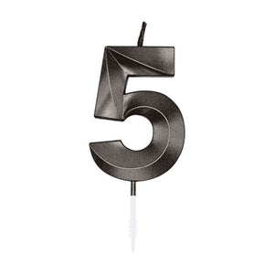 Globos cake candle 6cm metallic black no. 5