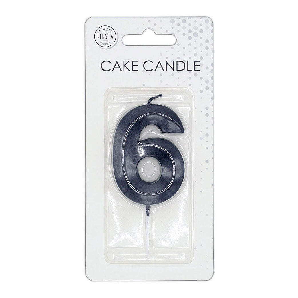 Globos cake candle 6cm metallic black no. 6