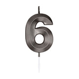 Globos cake candle 6cm metallic black no. 6