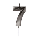 Globos taartkaars 6cm metallic zwart no. 7