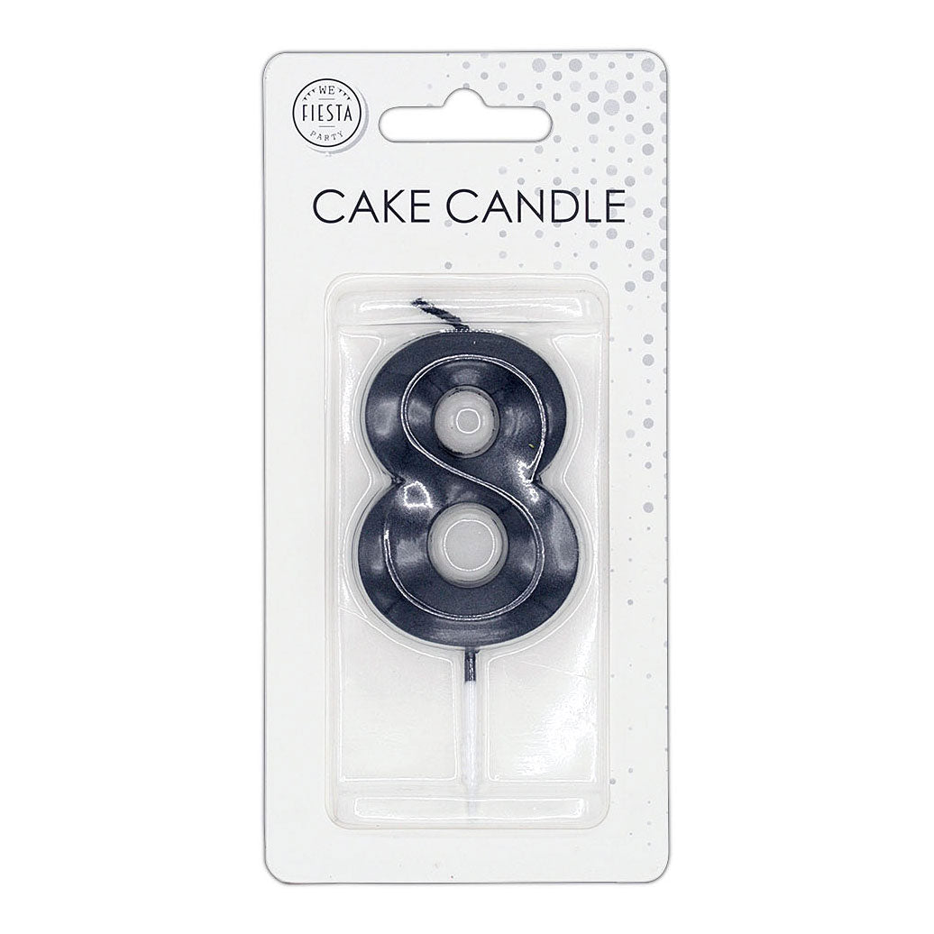 Globos cake candle 6cm metallic black no. 8