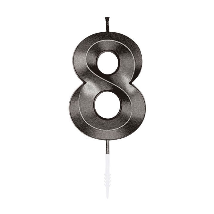 Globos cake candle 6cm metallic black no. 8