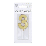 Globos taartkaars 4,5cm metallic goud no. 3
