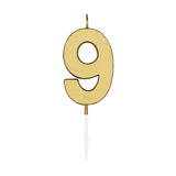 Globos taartkaars 4,5cm metallic goud no. 9
