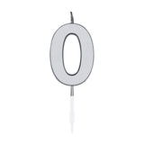 Globos taartkaars 4,5cm metallic zilver no. 0