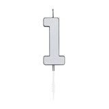 Globos taartkaars 4,5cm metallic zilver no. 1