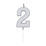 Globos taartkaars 4,5cm metallic zilver no. 2