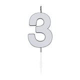 Globos taartkaars 4,5cm metallic zilver no. 3