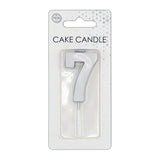 Globos taartkaars 4,5cm metallic zilver no. 7
