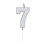 Globos taartkaars 4,5cm metallic zilver no. 7