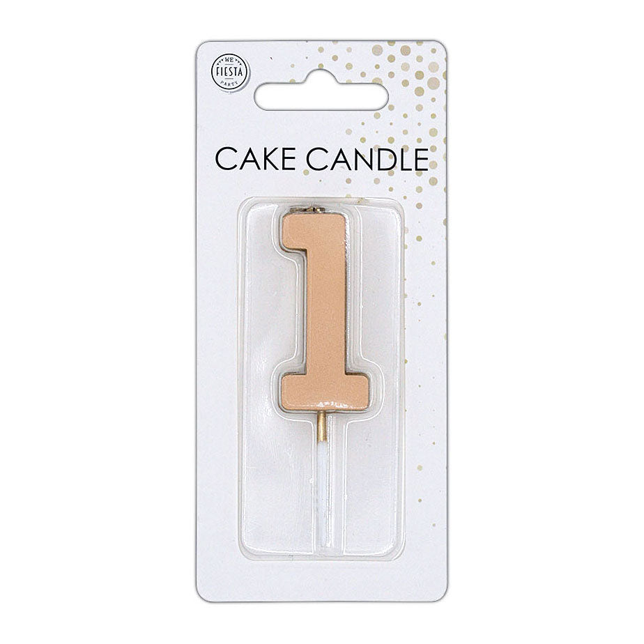 Globos cake candle 4.5cm metallic rose gold no. 1