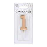 Globos cake candle 4.5cm metallic rose gold no. 1