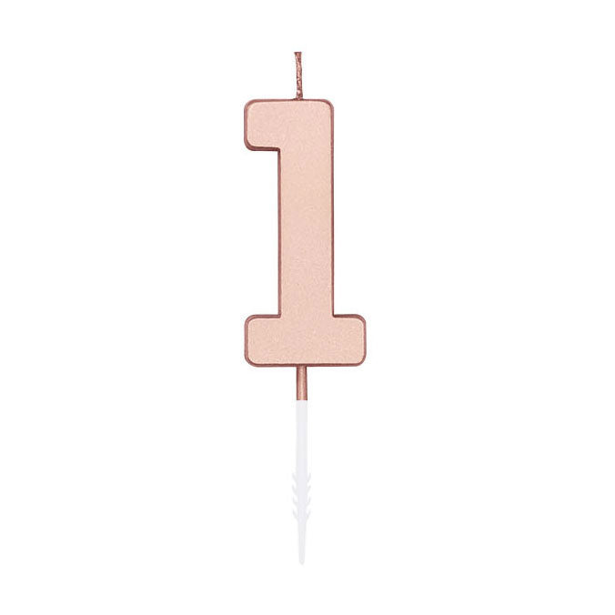 Globos cake candle 4.5cm metallic rose gold no. 1