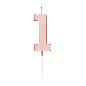 Globos cake candle 4.5cm metallic rose gold no. 1