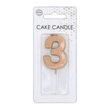 Globos taartkaars 4,5cm metallic rose goud no. 3