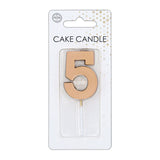 Globos cake candle 4.5cm metallic rose gold no. 5