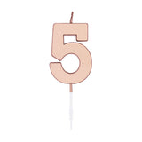 Globos cake candle 4.5cm metallic rose gold no. 5