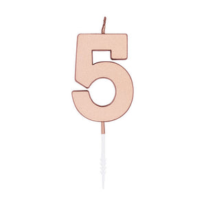 Globos cake candle 4.5cm metallic rose gold no. 5